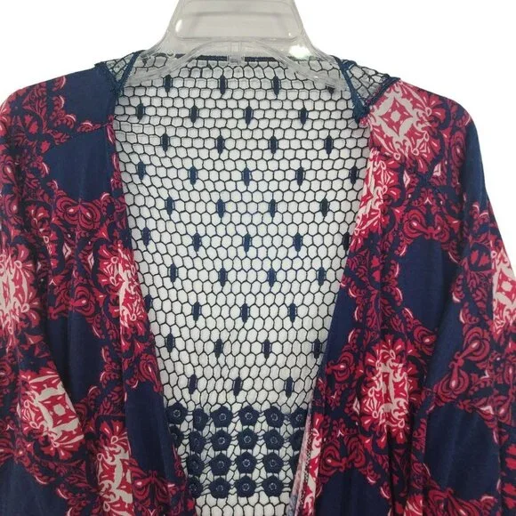 Charlotte Russe Women’s Purple Printed Long Sleeve kimono Size M Boho festival - Picture 4 of 10